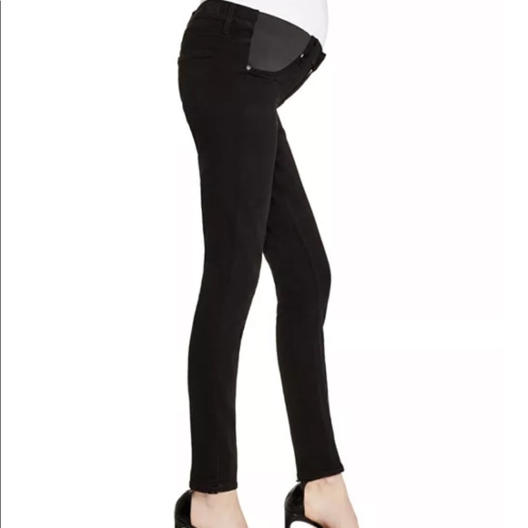 PAIGE Verdugo Skinny Maternity Jeans in Black Shadow - Picture 2 of 4
